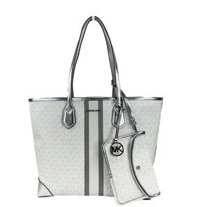 NEW Michael Kors Eva Large Tote with Pouch Optic White Shoulder Handbag Purse